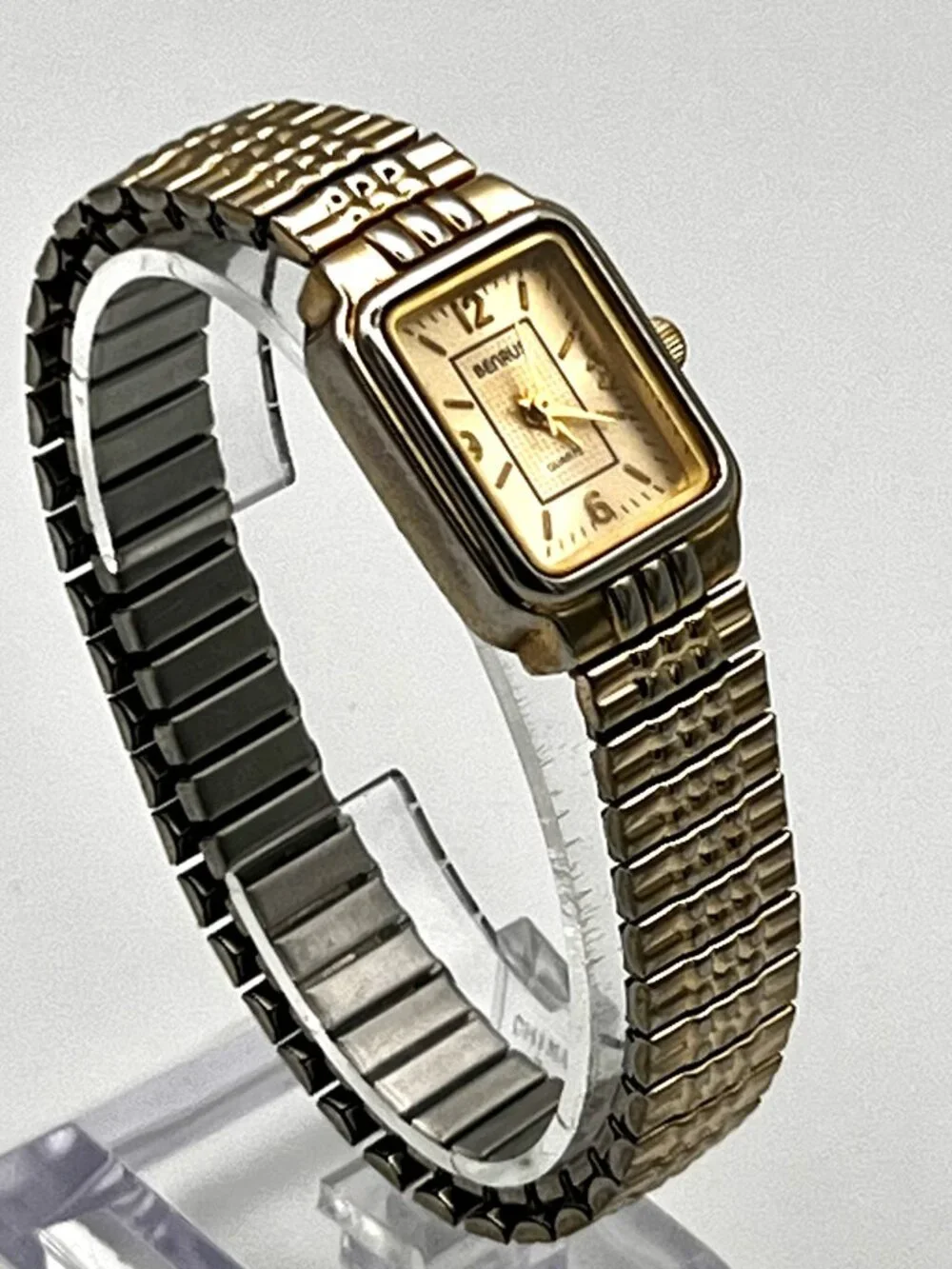 Benrus BN201L Ladies Watch Gold tone Rectangular Flexible Bracelet Working